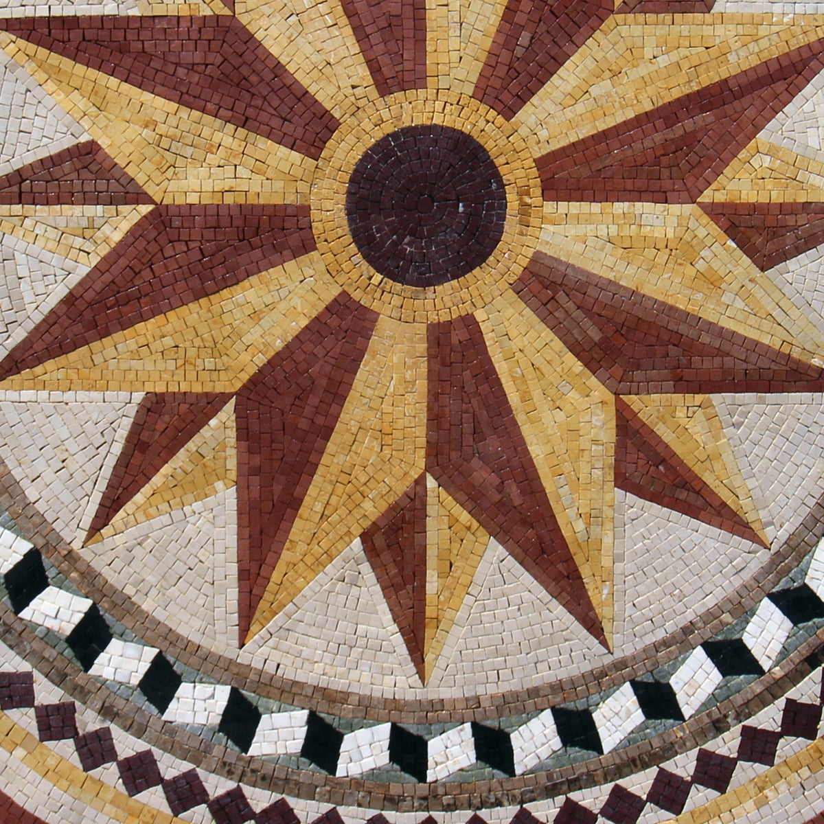 Crafted Brilliance - Handmade Geometric Star Flower with Patterned Rings Mosaic Medallion - Customization available