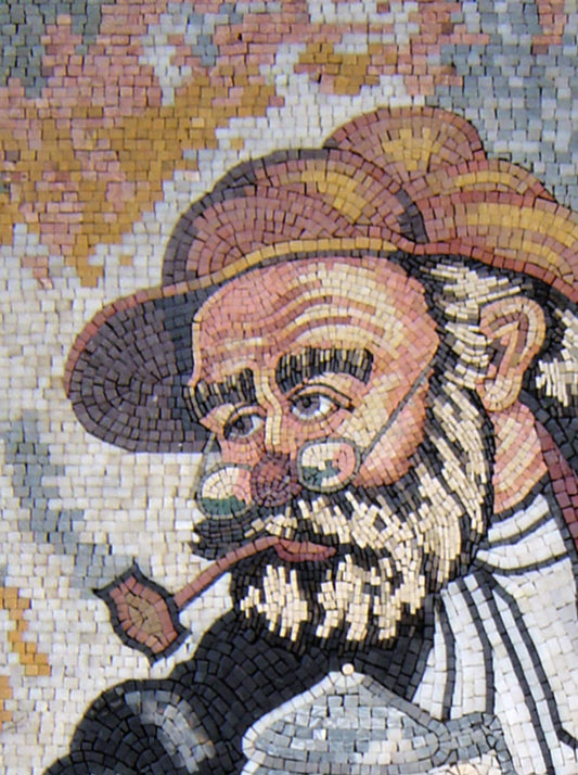 SELURTIS MOSAIC TILES | G. Selurtis Man Smoking Pipe Art Mosaic Murals For Living Room Walls | Tiles For Interior And Outdoor Walls Decor