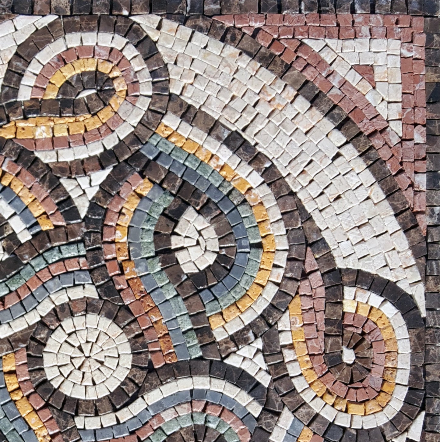 Handmade Marble Mosaic Tile: Abstract Pattern Inlay Artwork (24")
