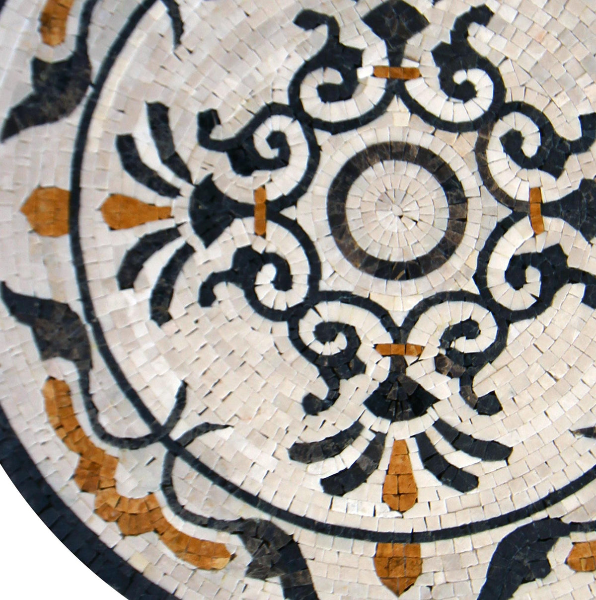 Handmade Marble Mosaic Medallion: 20-Inch Round Stone Tile Art