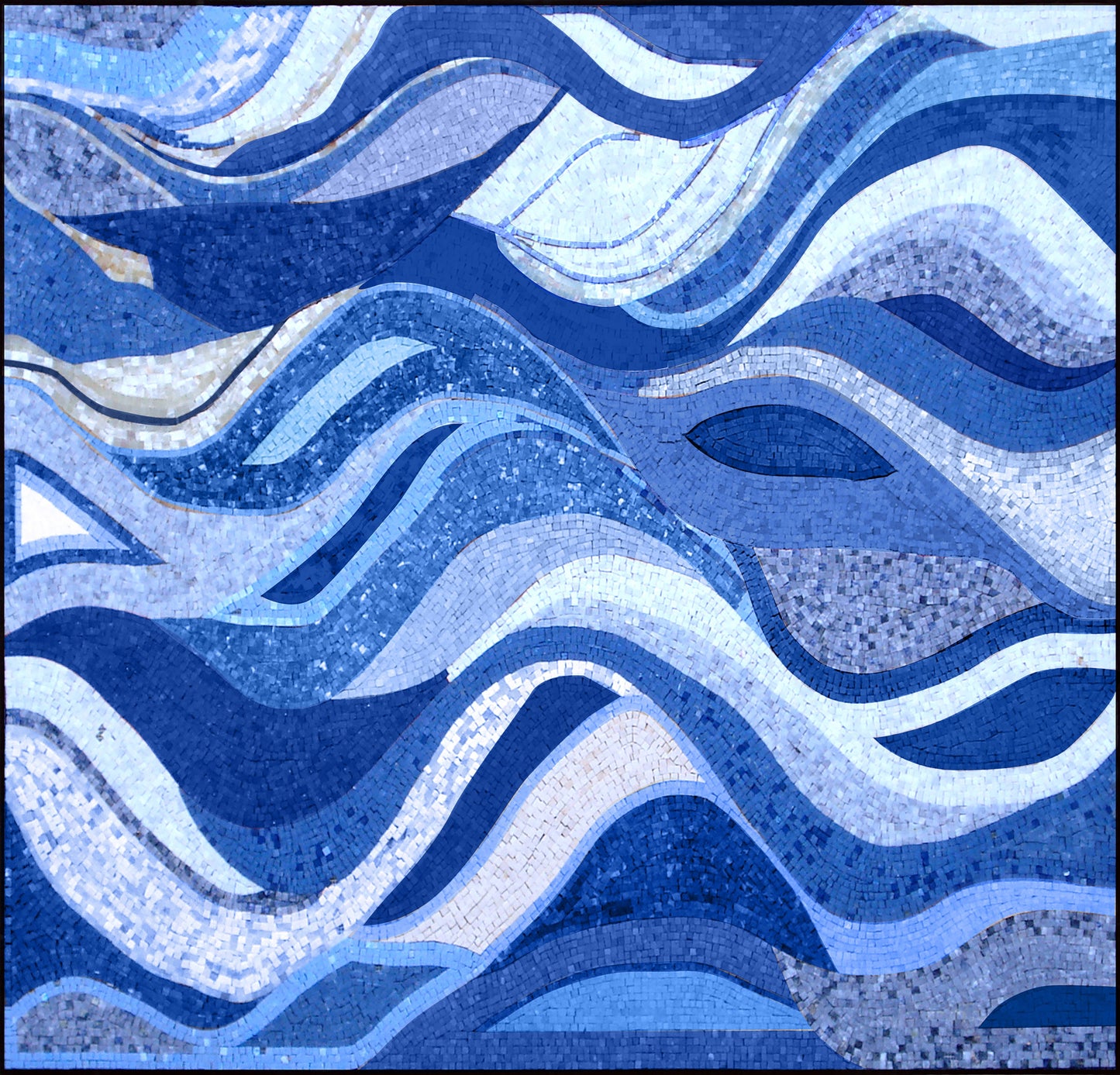 WAVES MOSAIC MURALS | Abstract Waves Medallion Mosaic Tiles For Living Room Walls| Abstract Mosaic Backsplash Tiles For New Home Walls