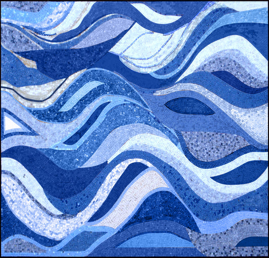 WAVES MOSAIC MURALS | Abstract Waves Medallion Mosaic Tiles For Living Room Walls| Abstract Mosaic Backsplash Tiles For New Home Walls