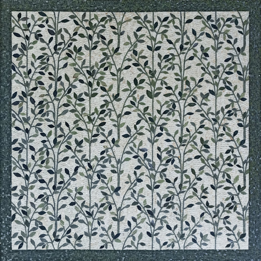 Handmade Marble Mosaic Tile Art: Floral Leaves Wall Decor (80” x 80”)
