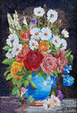 48"x32" Handmade Floral Vase Marble Mosaic Tile Art – Customization Available
