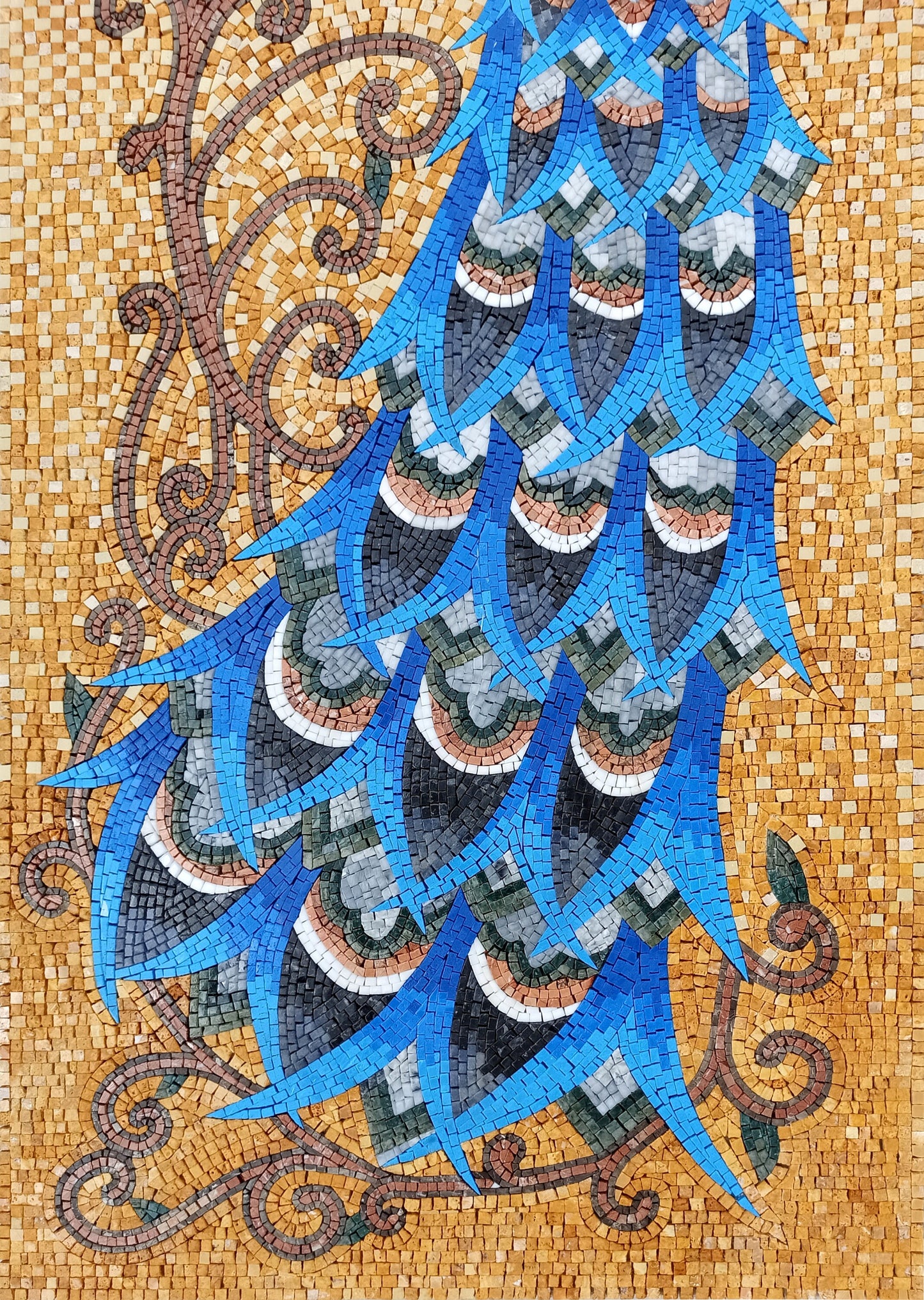 PEACOCK MOSAIC BACKSPLASH |Butterfly Mosaic Tiles For New House Décor | Blue Peacock And Butterflies Artwork Tiles For Living Room Walls