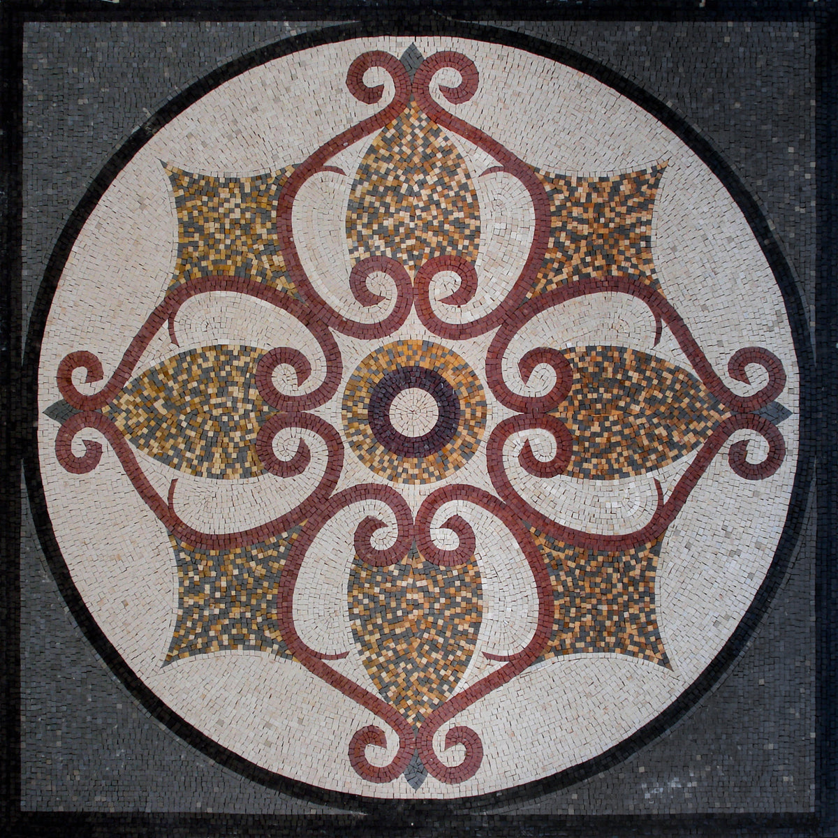 40" Handmade Geometric Marble Mosaic Tile Medallion