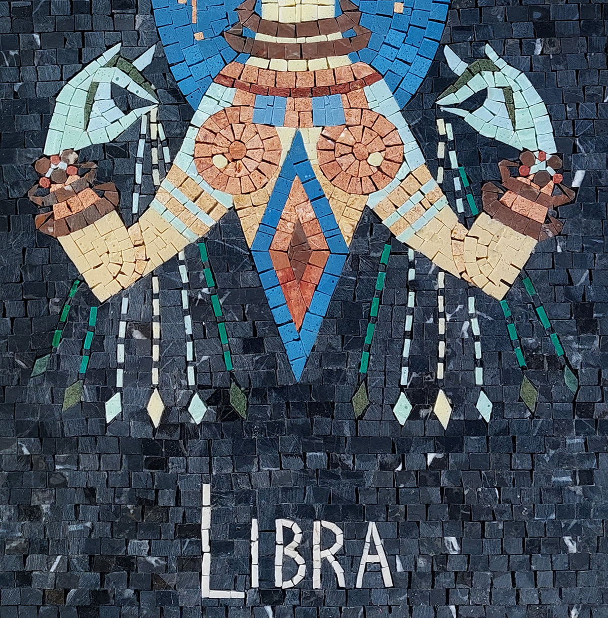 Handmade Libra Zodiac Mosaic Tile Art: Living Room Wall Decor