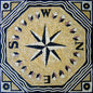 Compass Rose Mosaic Tile: Nautical Backsplash, Indoor/Outdoor Decor (32”)