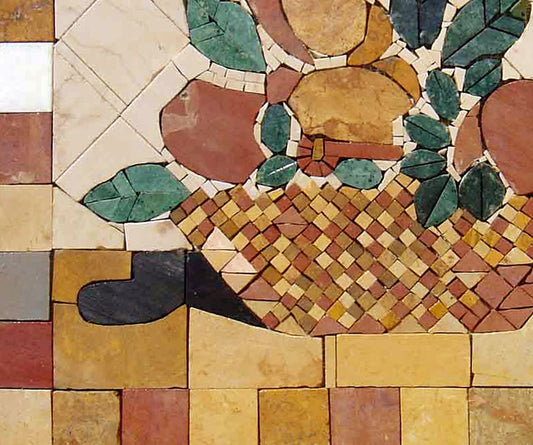 Handmade Fruit Basket Mosaic Art: Kitchen Wall Decor (20” x 16")
