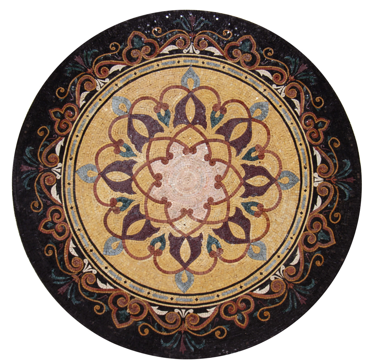 48" Romantic Elegance – Art Nouveau-Inspired Handmade Marble Mosaic Medallion - Customization available