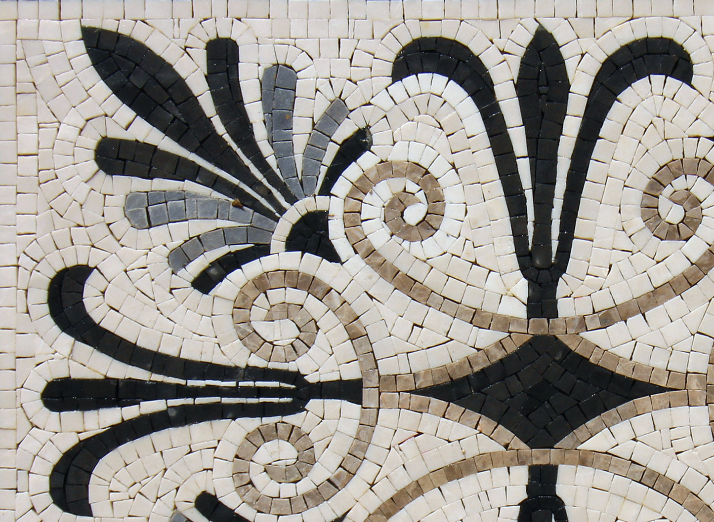 Handmade Geometric Marble Mosaic Tile Medallion (24” x 18”)
