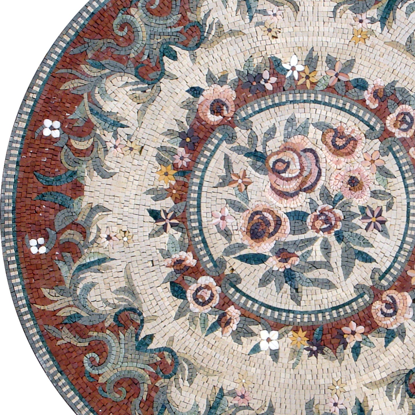 Elegance Unveiled Medallion Marble Mosaic with Floral Pattern - Artistic Stone Décor - Customization available