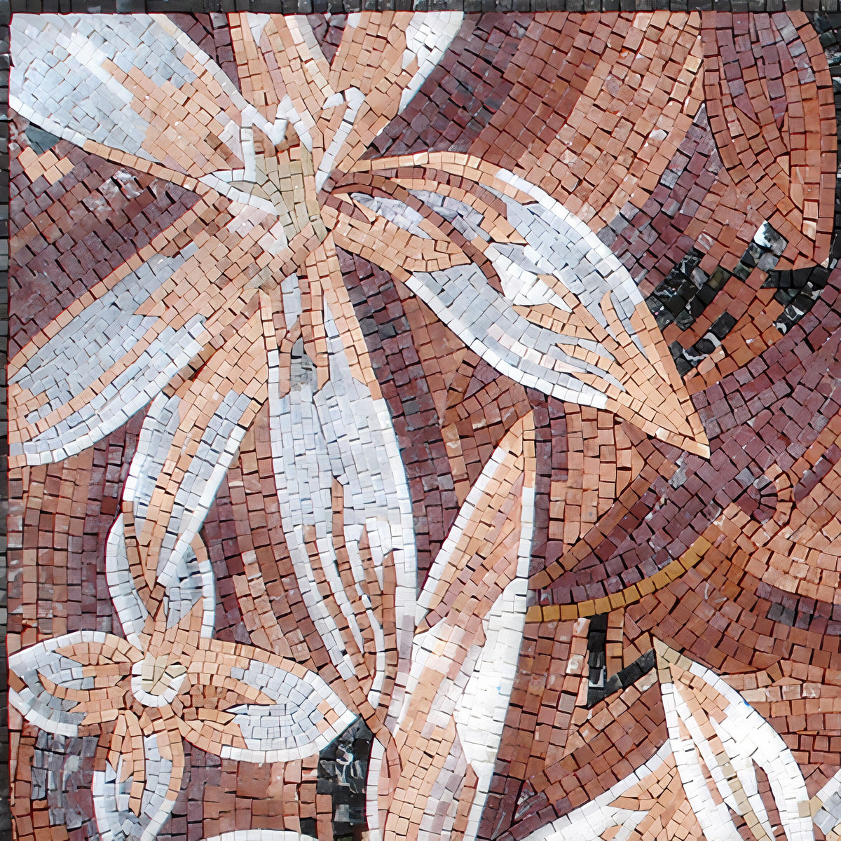 Handmade Marble Mosaic Lilies Wall Art: Floral Home Decor