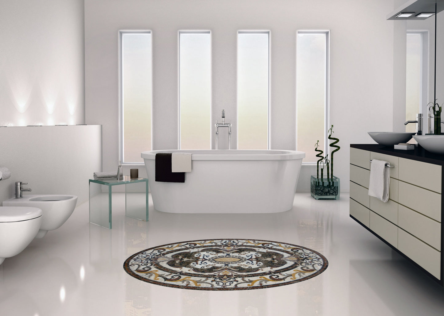 Oval Mosaic Carpet: Handmade Marble Art Tile Rug