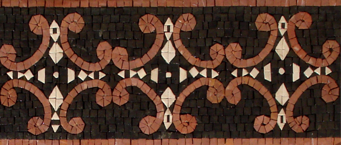Geometric Marble Mosaic Border Tile: 40"x8" Bathroom Wall Decor