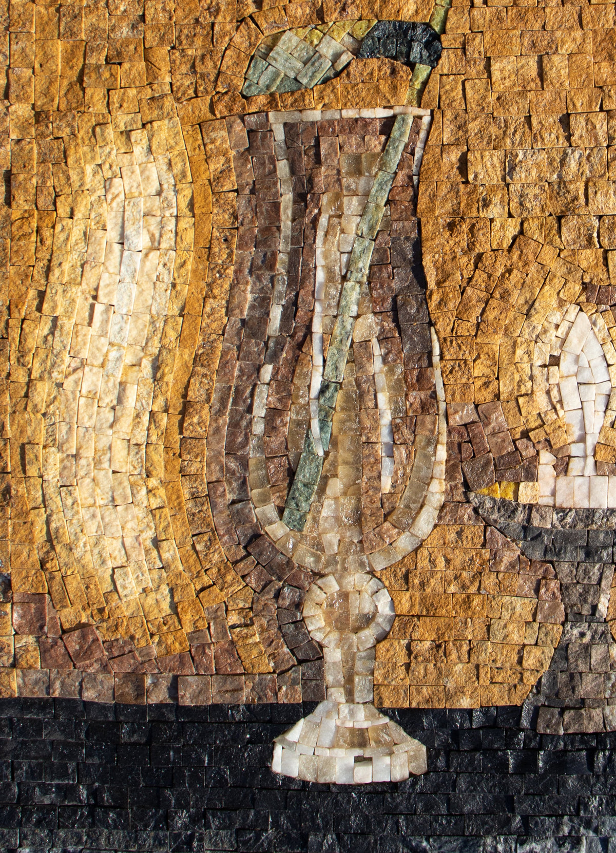 Handmade Violin Mosaic Tile Art: Candlelight Rose Medallion