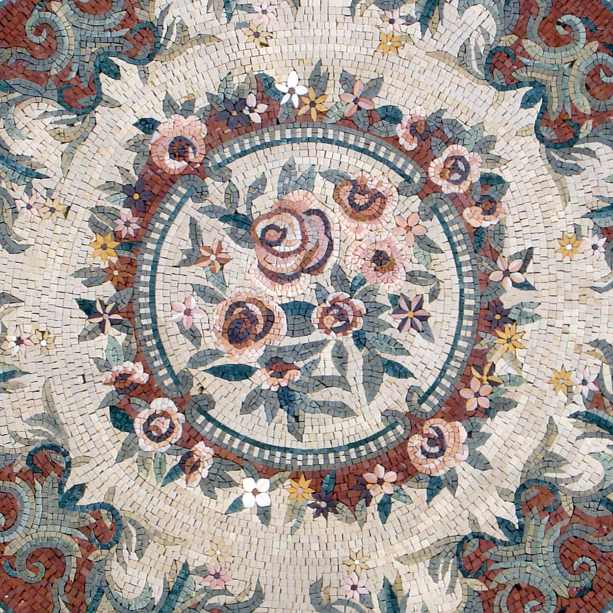 Elegance Unveiled Medallion Marble Mosaic with Floral Pattern - Artistic Stone Décor - Customization available