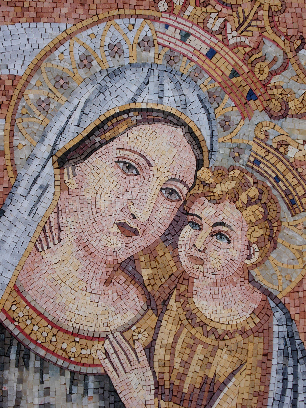 44"x30" Virgin Mary and Jesus Mosaic – Religious Christian Decor, Custom Sacred Portrait, Customization available