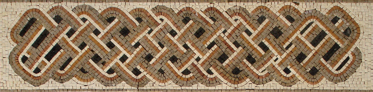 12″ Dimensional Gold Woven Border Mosaic – Handmade Marble Tile Trim, Luxe Backsplash & Wall Accent