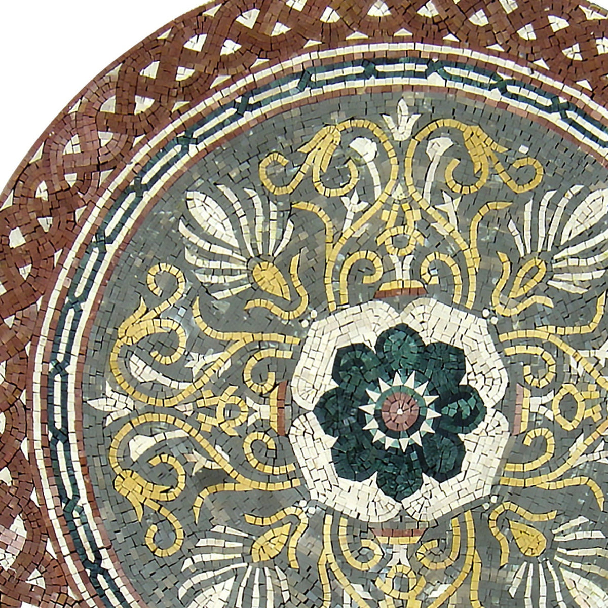 Handmade Marble Mosaic Medallion Tile: 36" Pattern Art Decor
