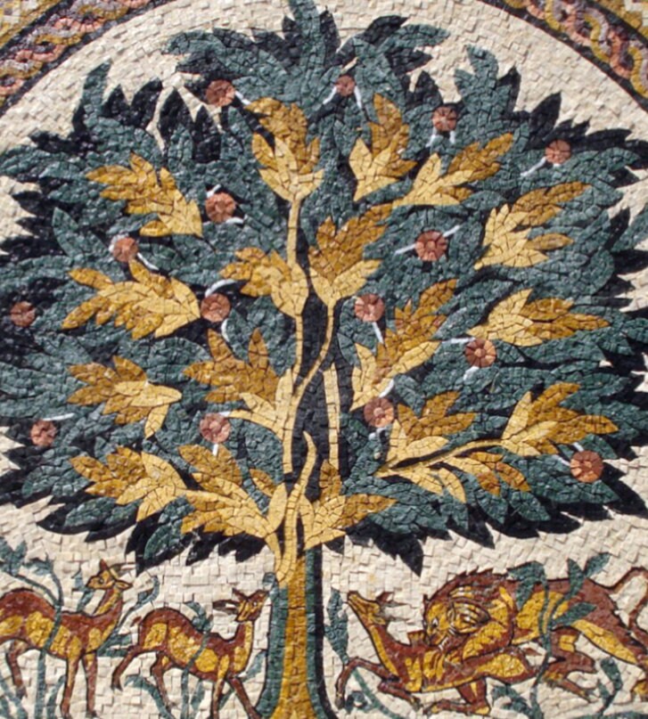 Tree of Life Mosaic Art Tile: Hisham's Palace Reproduction