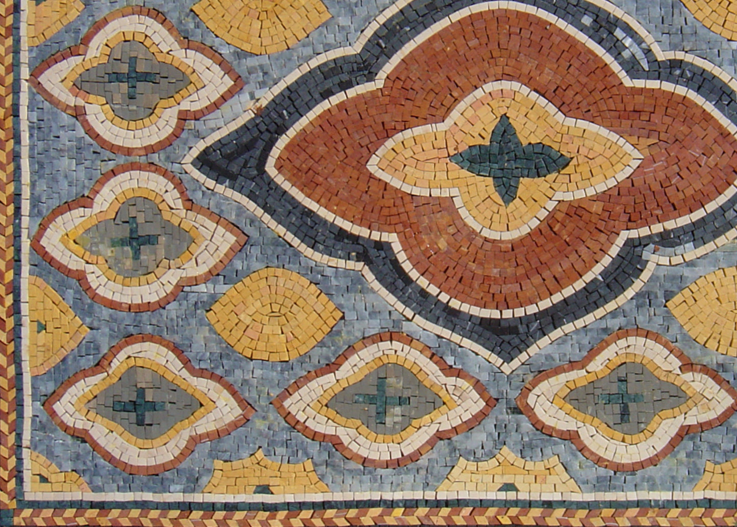 Handmade Marble Stone Rug: Mosaic Art Floor Covering (40” x 28")