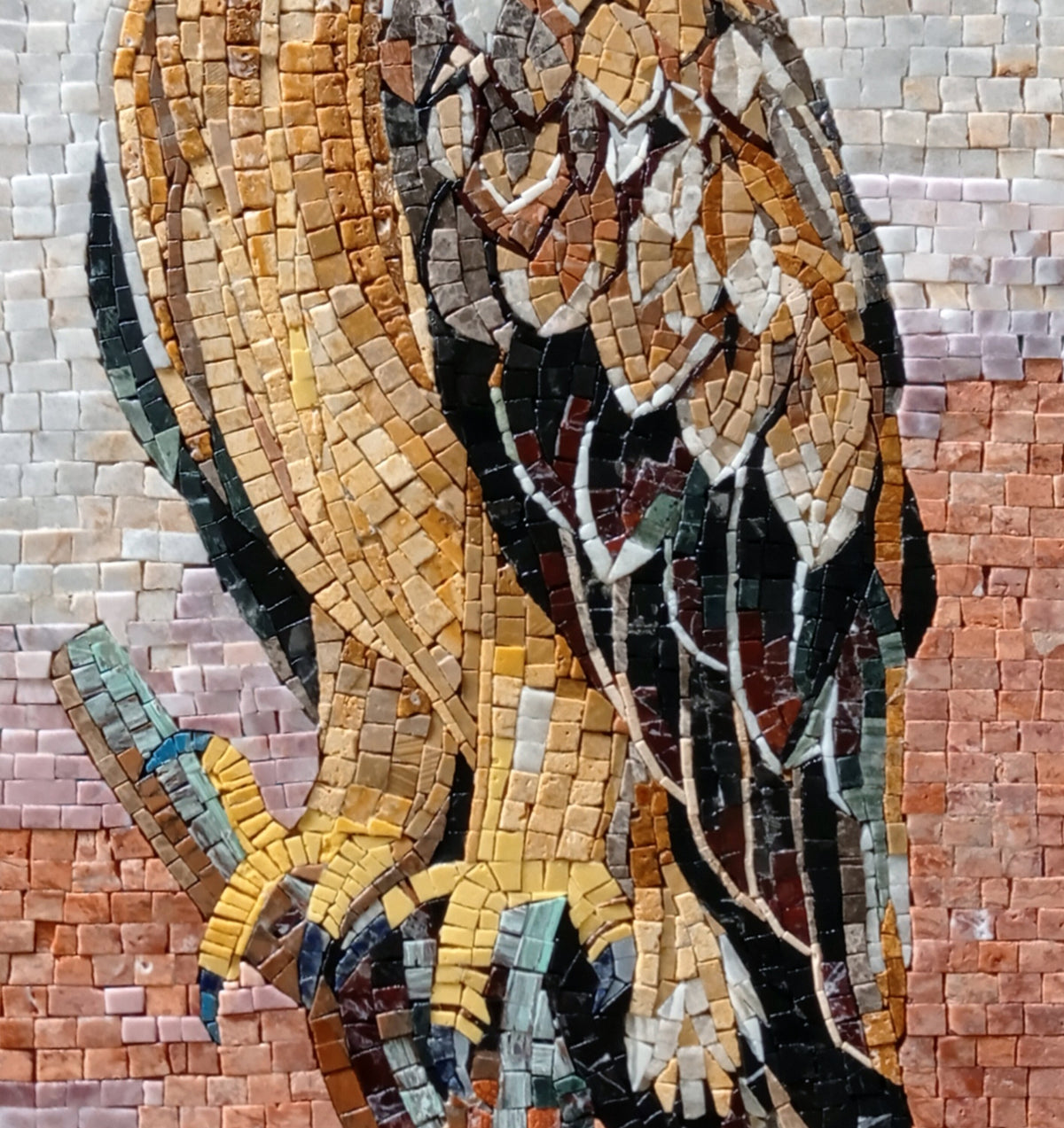 FALCON ART TILES | Wild Bird Mosaic Tiles And Backsplash For Living Room Walls | Golden Falcon Artwork Tiles For Hall And Rooms Walls