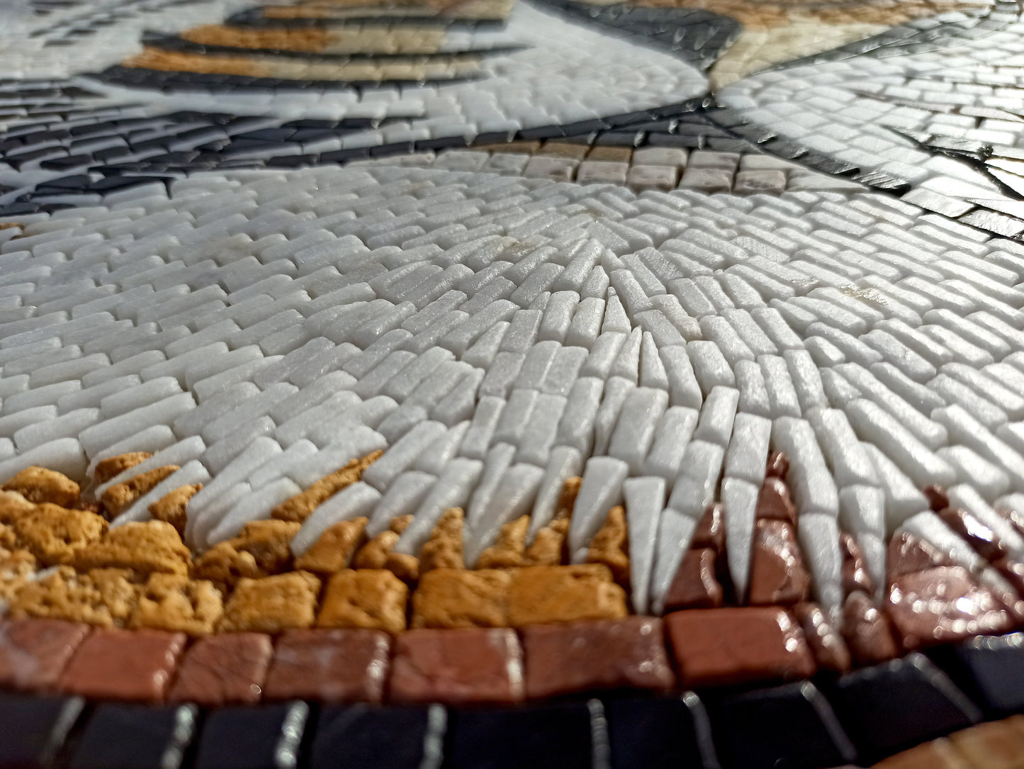 Handmade Tiger Mosaic Tile Art: Jungle Animal Decor (40" DI)