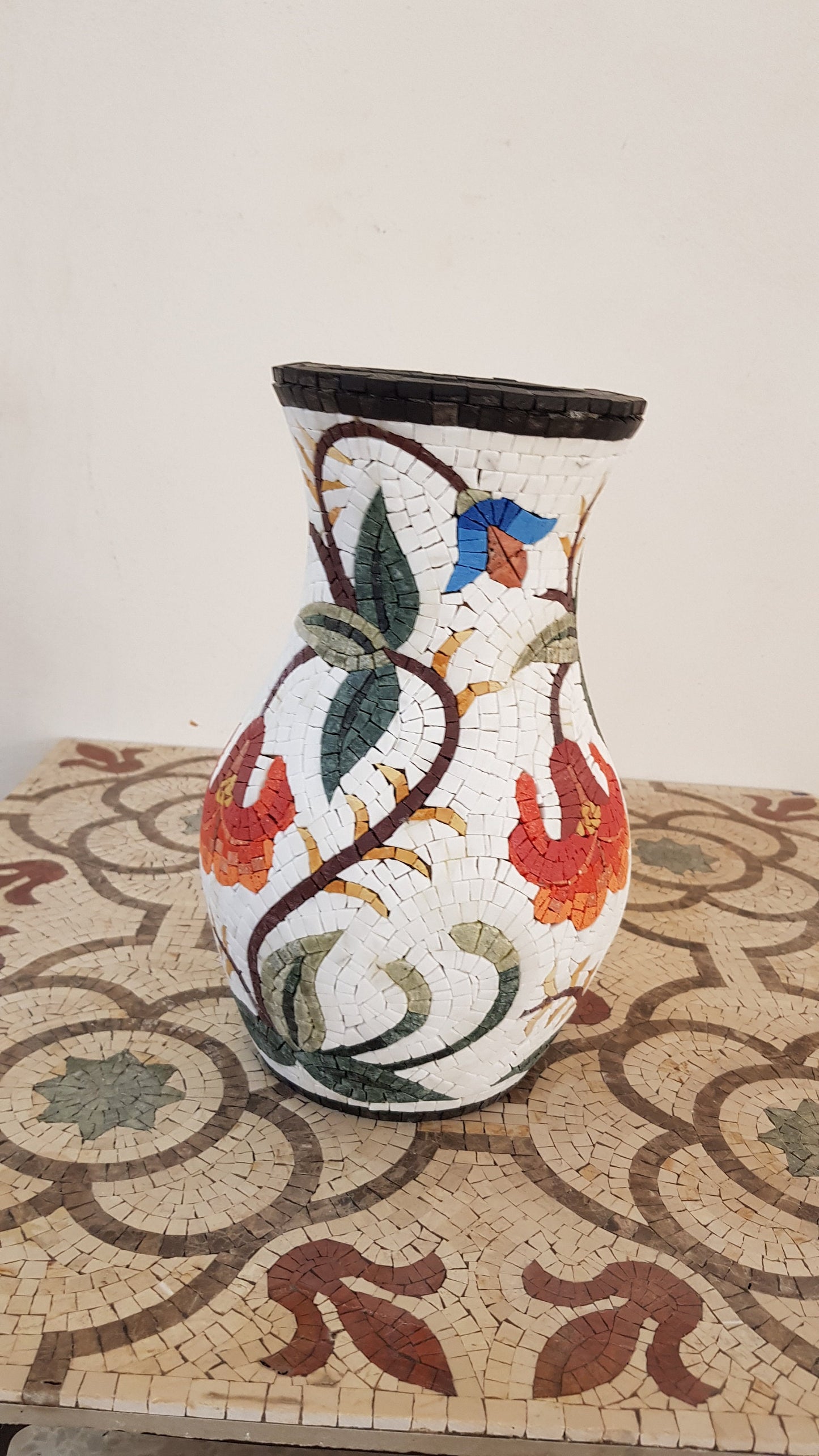 Handmade Marble Mosaic Vase: Rose Art Kitchen Decor