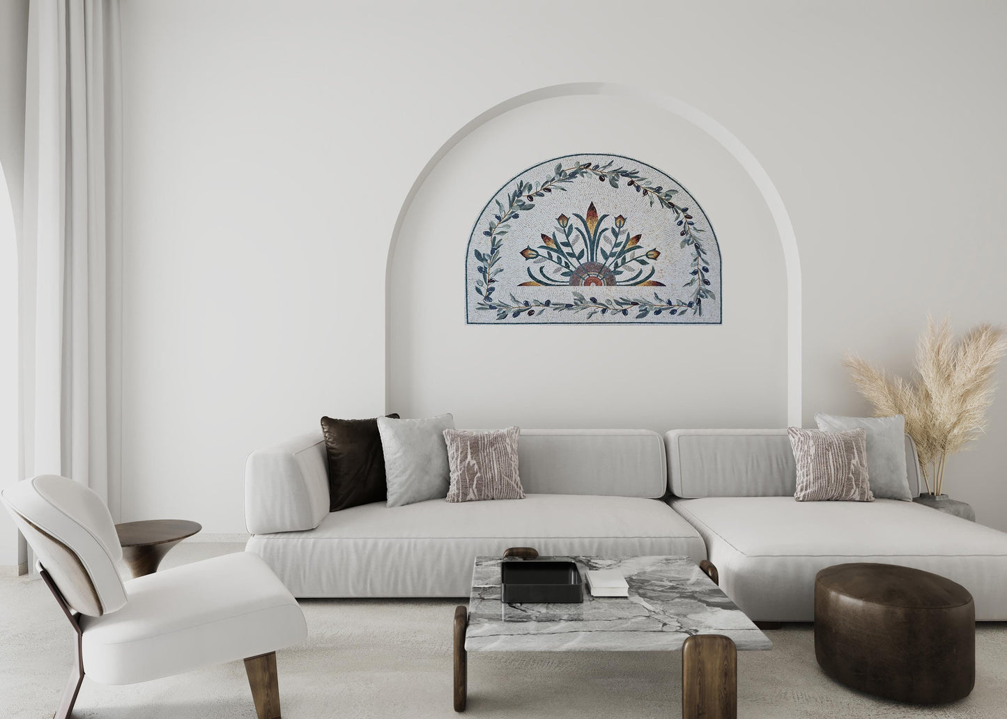 52"x34" Floral Mosaic Wall Art – Vibrant Flower Design, Elegant Home Decor, Customization available