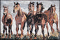 Handmade Marble Horse Mosaic Tile Mural: Galloping Horses Wall Art