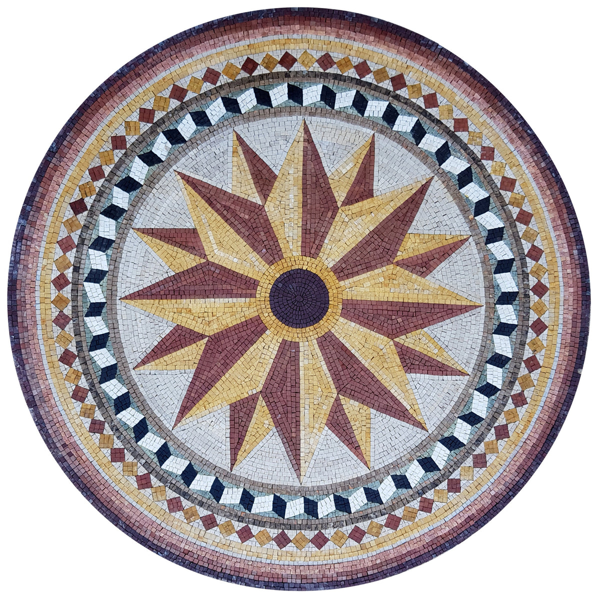 Elegant Craftsmanship - 40-Inch Handmade Pattern Mosaic Medallion - Natural Marble Tile Décor - Customization available