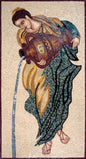 Handmade Marble Mosaic Tile: Woman Carrying Hydria Reproduction Art