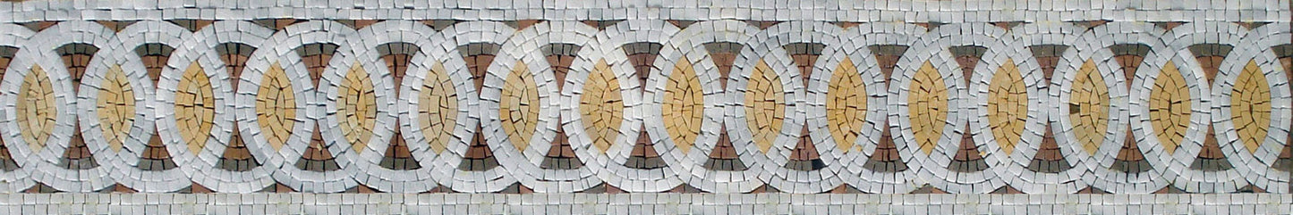 Floral Marble Mosaic Border: Handmade Circle Art Tile (8"x40")