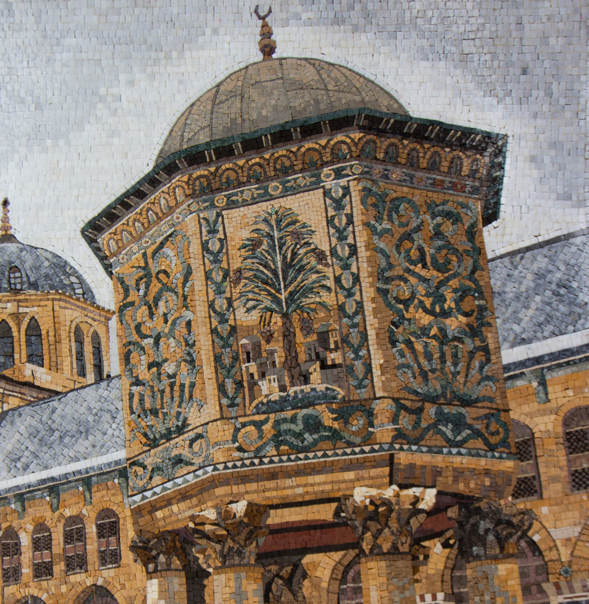 Handmade Umayyad Mosque Mosaic: Damascus Syria Marble Wall Art