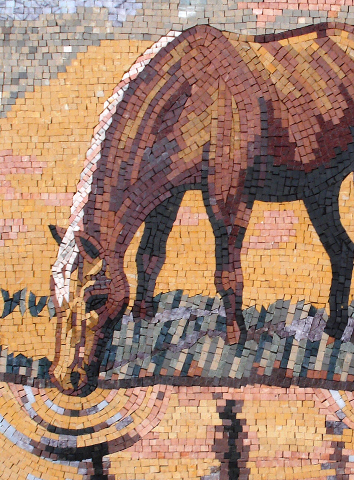 Handmade Horse Mosaic Tile Art: Rustic Home Decor (46” x 34")