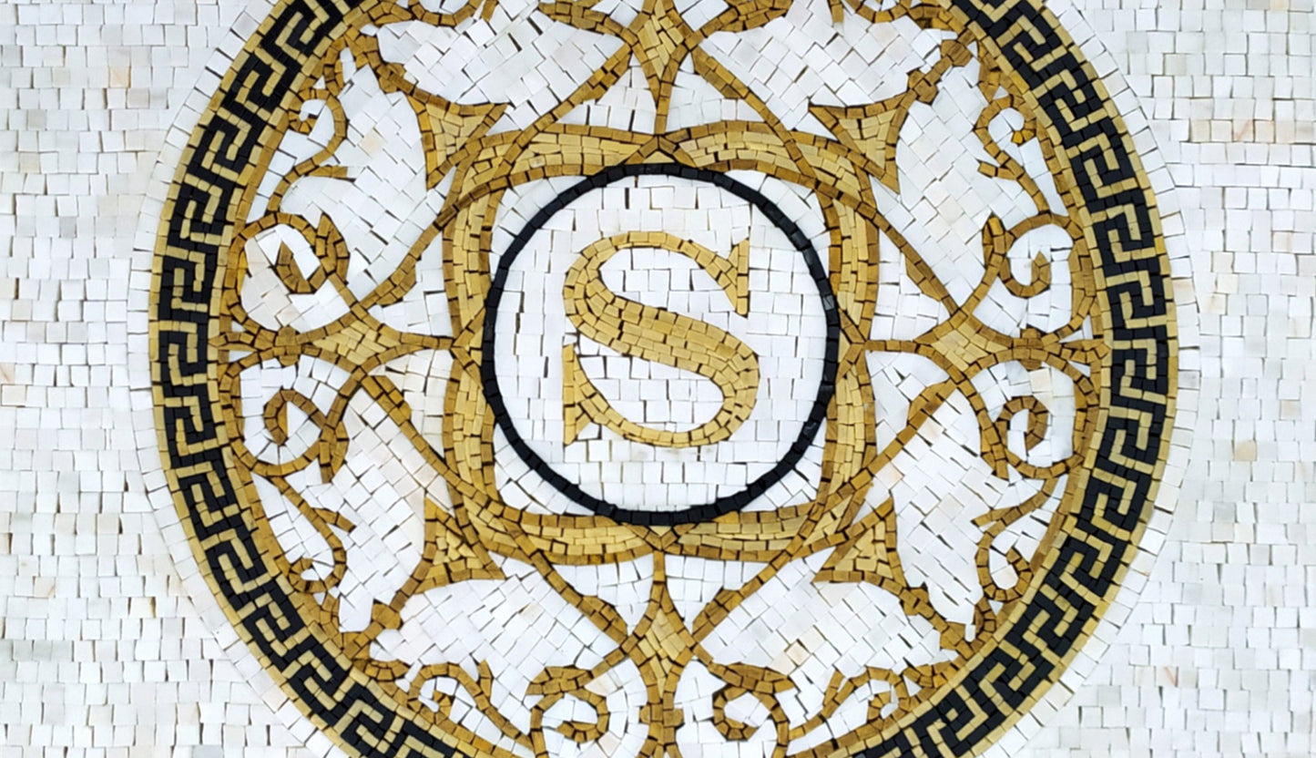 Handmade Marble Medallion Rug: Natural Stone Mosaic Art (52” x 30”)