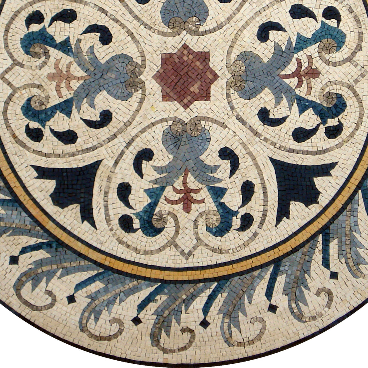 Handmade Marble Mosaic Medallion - 48 Inch Art Tile Décor