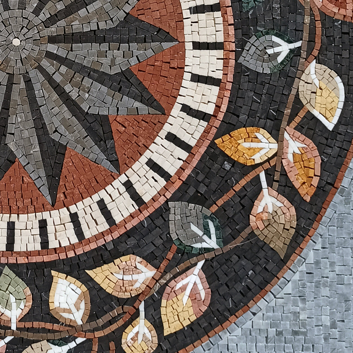 Handmade Marble Mosaic Tile: Leaf Pattern Medallion (40x40)