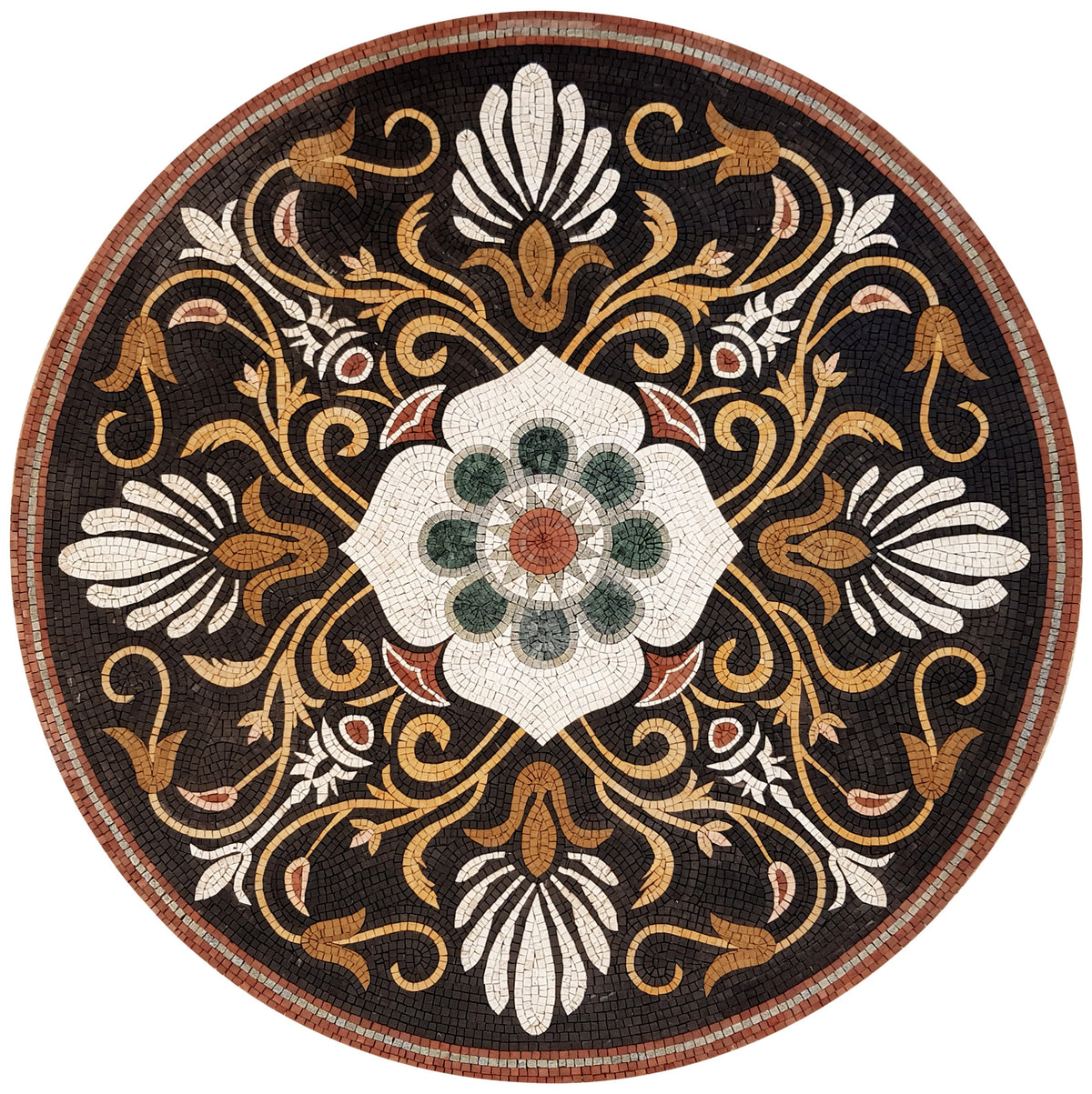 Timeless Beauty - 40-Inch Handmade Pattern Mosaic Medallion - Natural Marble Tile Décor