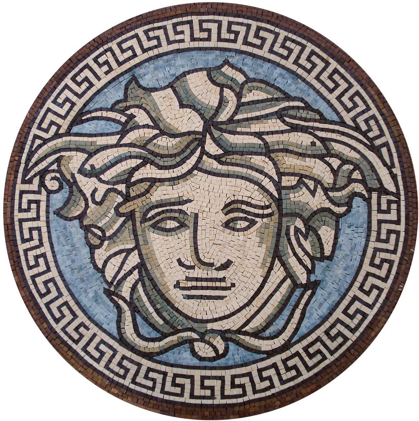 Mythical Elegance - 40-Inch Handmade Medusa Decorative Medallion - Marble Mosaic Art Tile Décor - Customization available