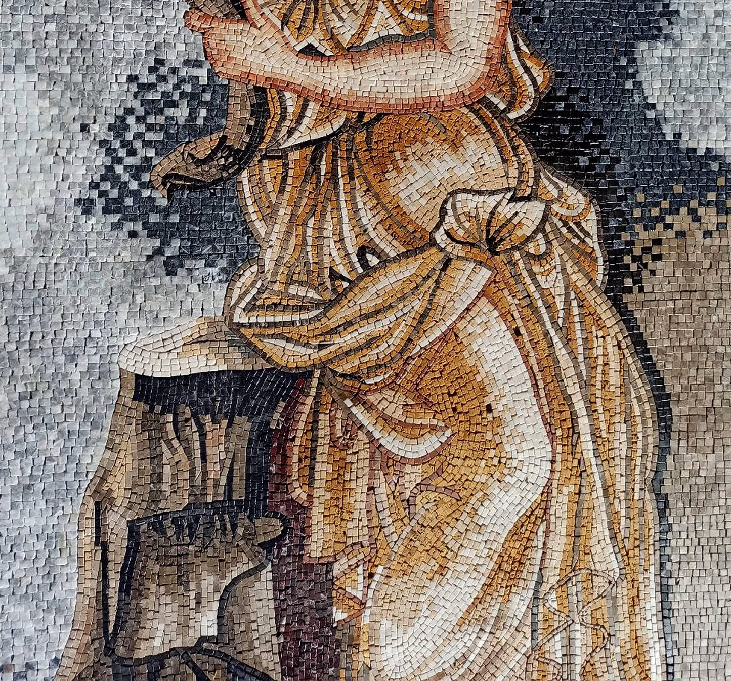 Handmade Goddess Ceres Mosaic Mural: Roman Art Tile
