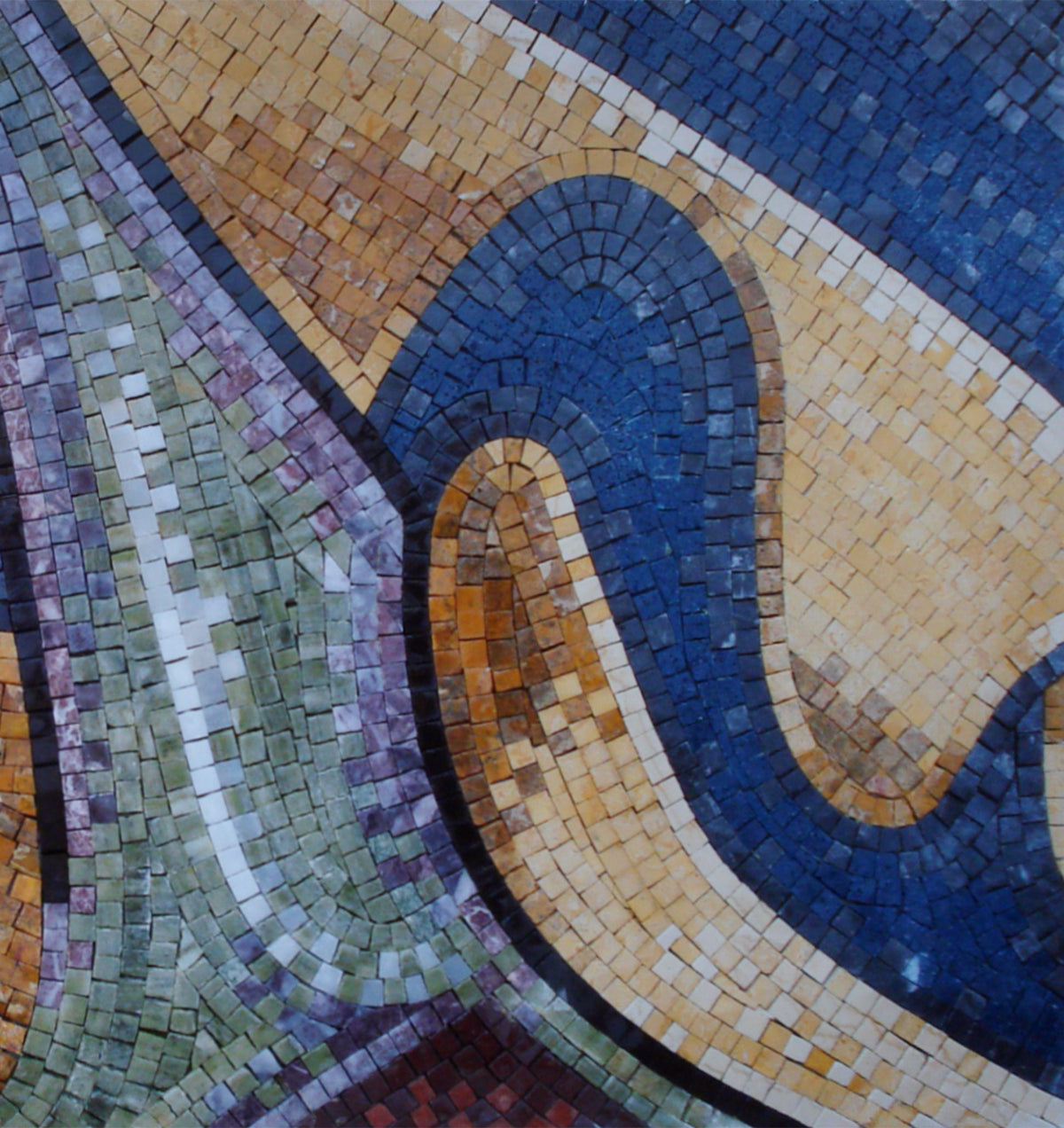 Abstract Mosaic Tile: Colorful Medallion, Handmade Marble Stone (48” x 24”)
