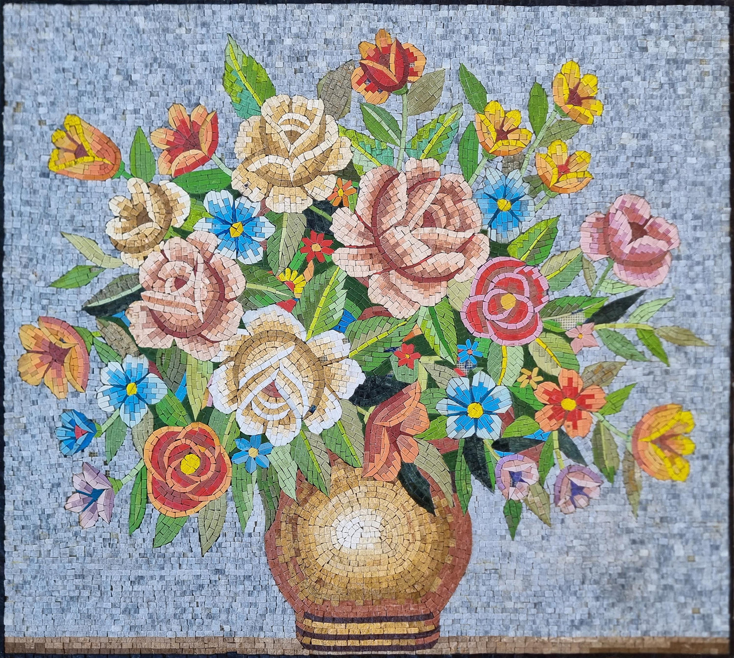 40"x 36" Mixed Flower Mosaic Wall Art , Vibrant Floral Design, Decorative Home Accent, customization available