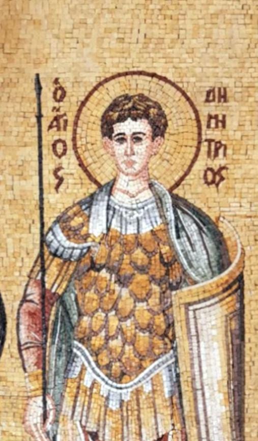 Handmade Marble Mosaic Wall Art: Saint Demetrius & Saint George Byzantine Icon (40x60