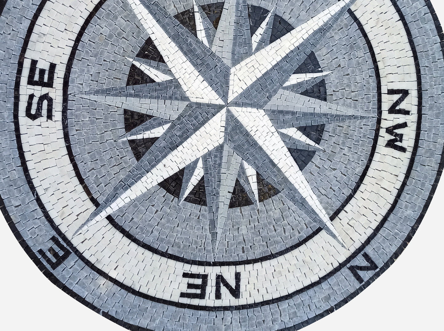 Navigational Elegance - Compass Rose Nautical Marble Mosaic Medallion Flooring Tiles - Customization available