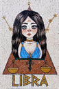 Libra Zodiac Mosaic Tile Art: Handmade Marble Wall Decor