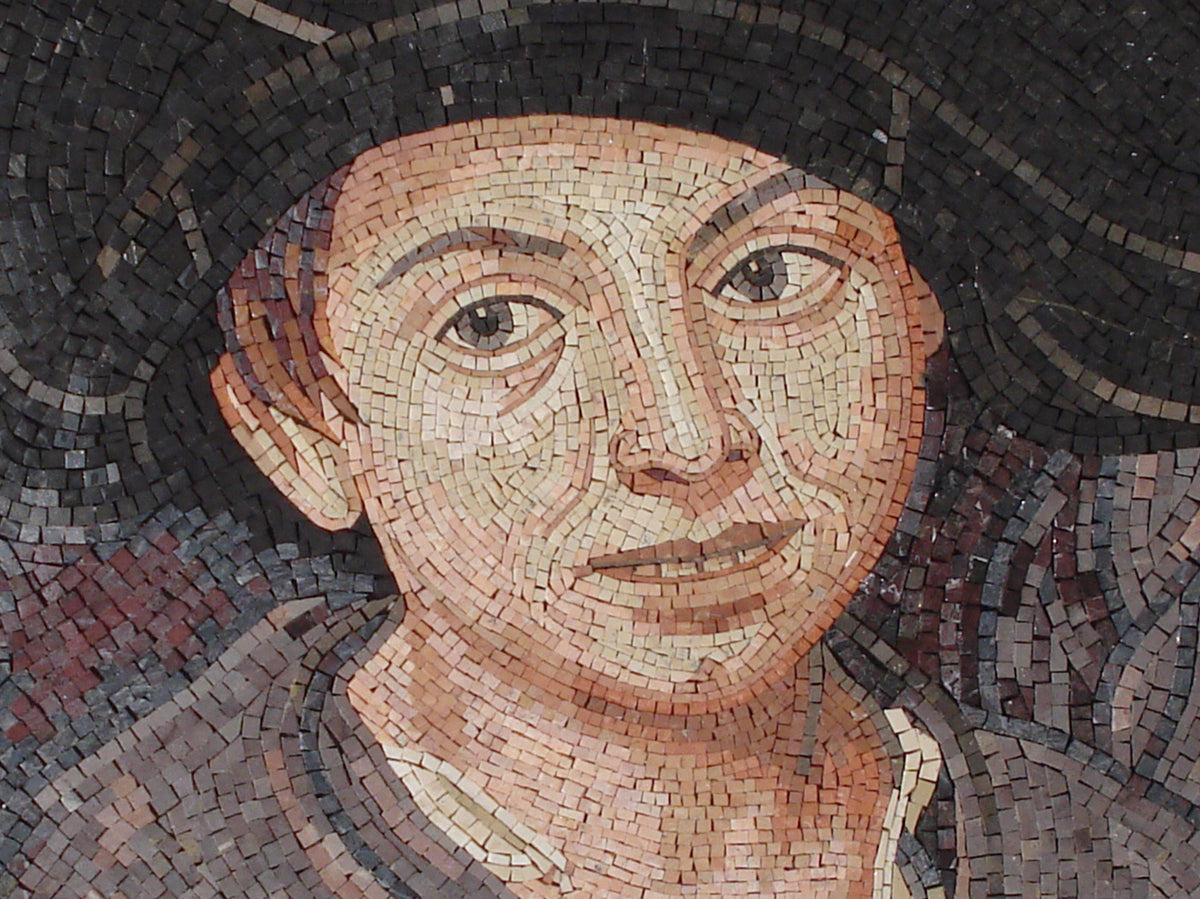 Handmade Marble Mosaic Tile: "Dreamer" Portrait Art