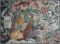 Floral Mosaic Marble Kitchen Backsplash: Handmade Wall Art (32” x 24”)