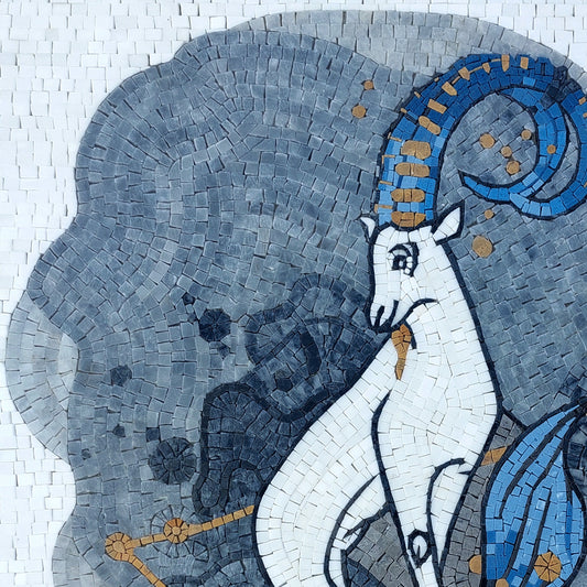Handmade Capricorn Zodiac Mosaic Tile Art: Home Wall Decor
